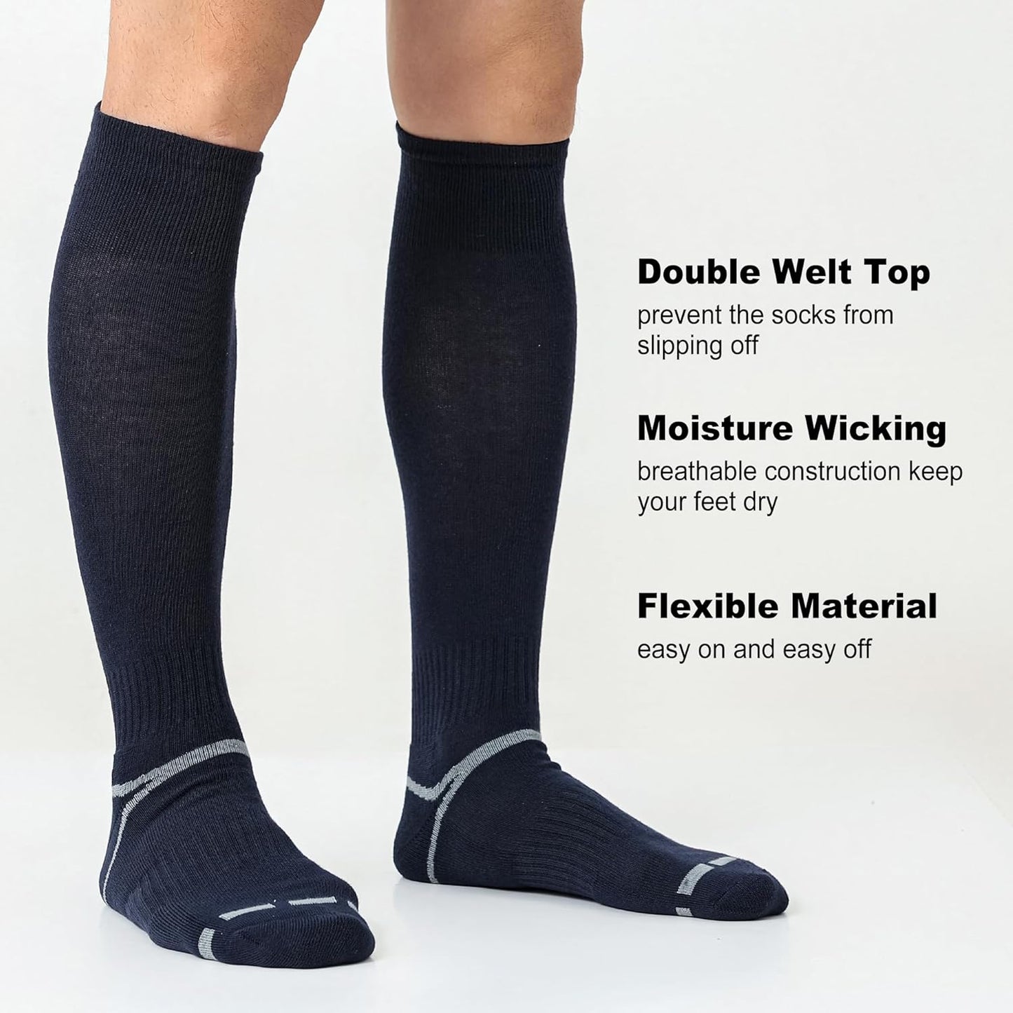 Skiennix Soccer & Softball Socks - 3 Pack Youth & Adult Sizes | Comfortable & Durable Design