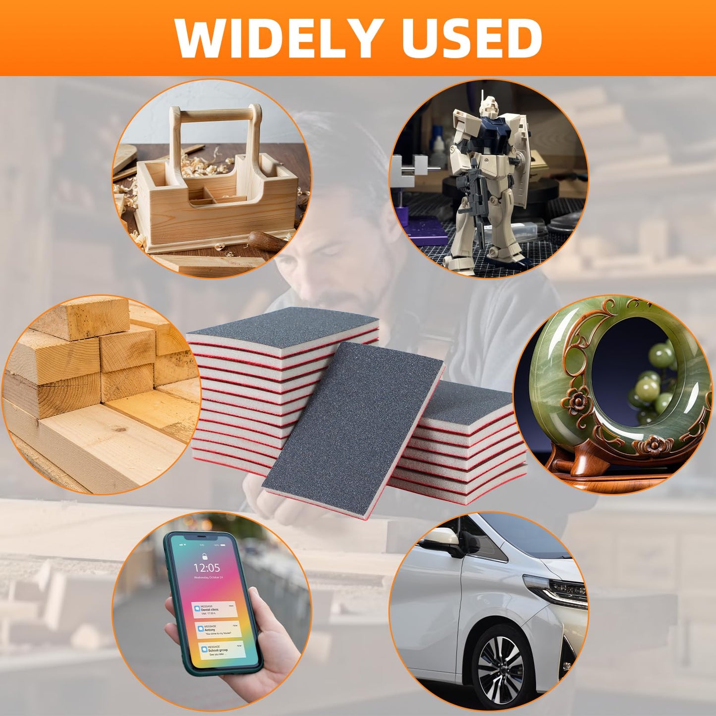 KACNON 20Pcs 180-3000 Grit Sanding Sponge Set (180/320/400/600/800/1000/1200/1500/2000/2500/3000) - Ultra Fine Sanding Sponges Pads with Brush - Soft Foam Sanding Block Dry Wet Sandpaper Assortment