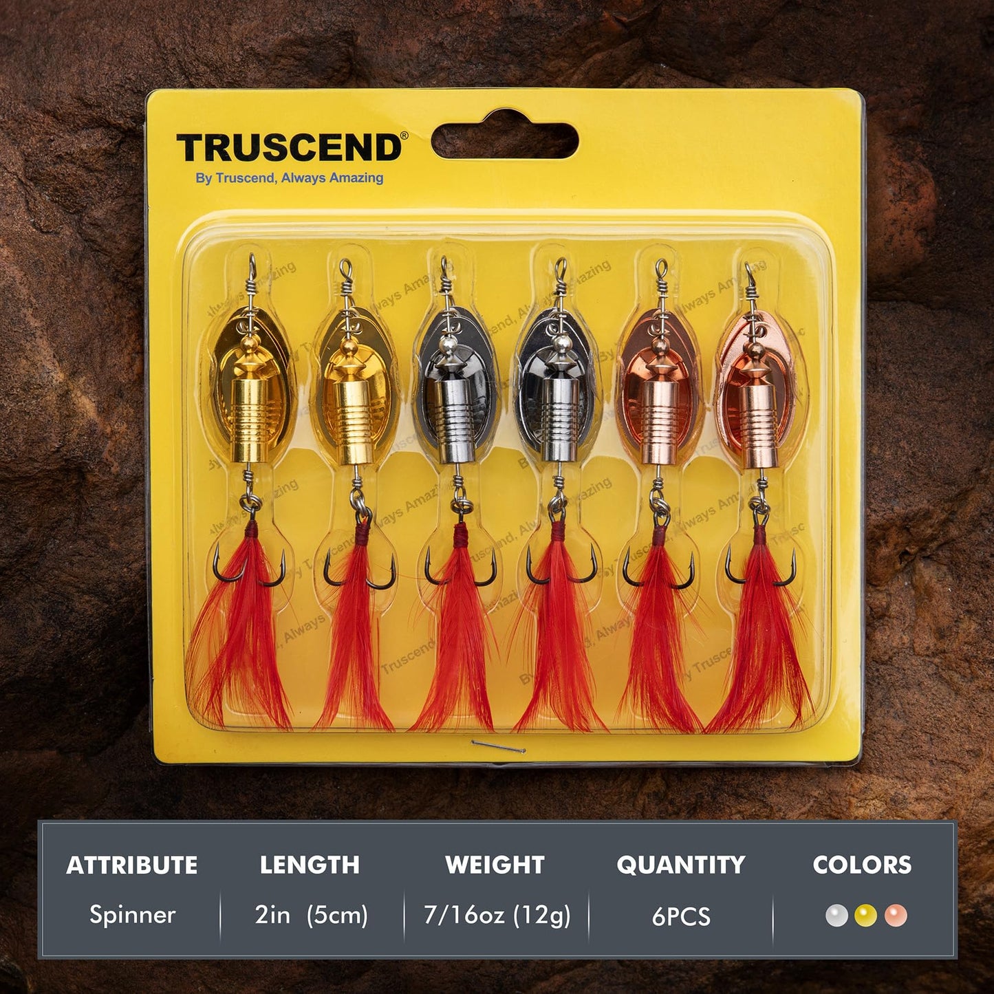 TRUSCEND Well-Made Rooster Tail Fishing Lures with Flash Copper Body and Blade, Dual-Blade System Fishing Spinners, Freshwater Crappie Jigs, 7/16oz Long Cast Jig Spinner for Bass Trout Crappie Walleye