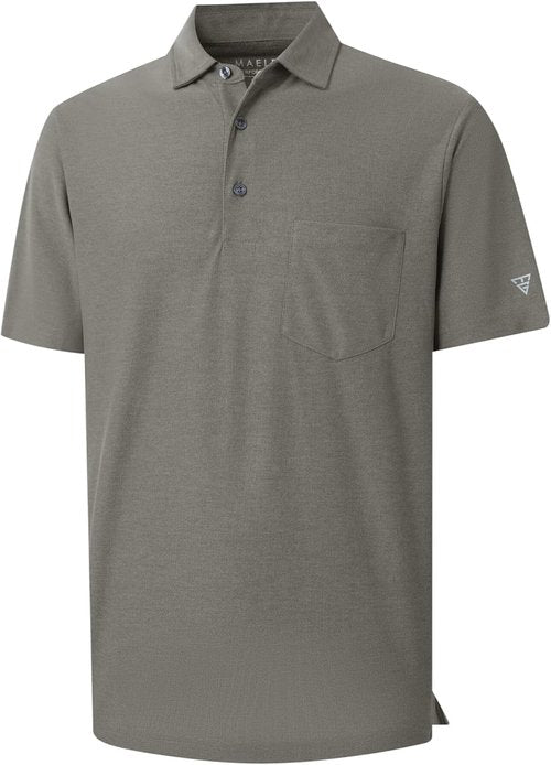 M MAELREG Golf Shirts for Men - Lightweight Moisture-Wicking Polo with Pocket | Short Sleeve Heather Design