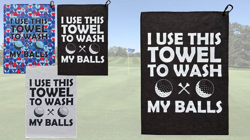 Scale Wear Design Funny Golf Towel “I Use This Towel to Clean My Balls” – Microfiber Cleaning Cloth with Clip for Golf Bags Clubs and Balls for Golf Enthusiasts and Gag Gifts (Black)