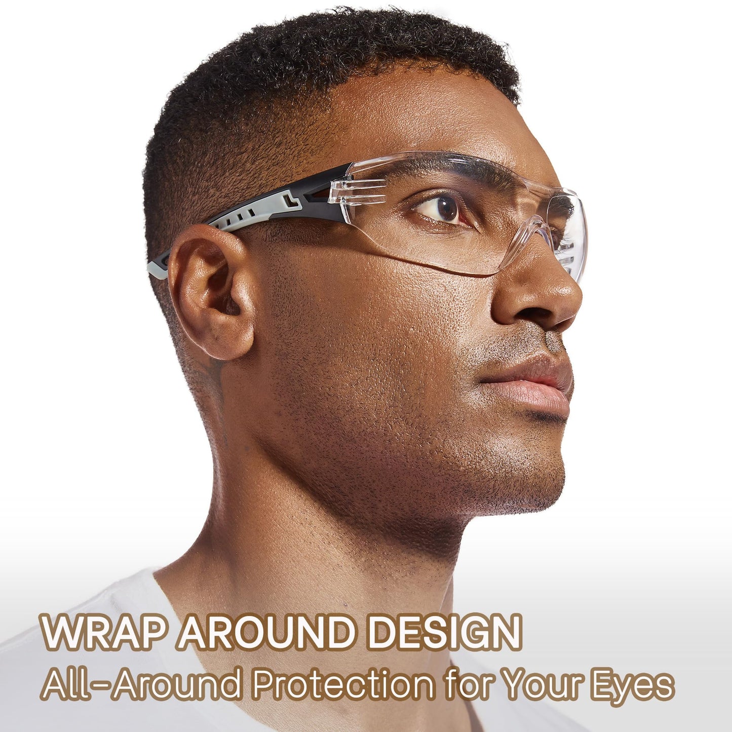 MORK&SUKY Safety Glasses Anti-Fog, Impact-Resistant with UV400 Protection - Lightweight Comfort for Industrial Work, Sports, Outdoor Activities (Clear Lens, Wraparound Design)