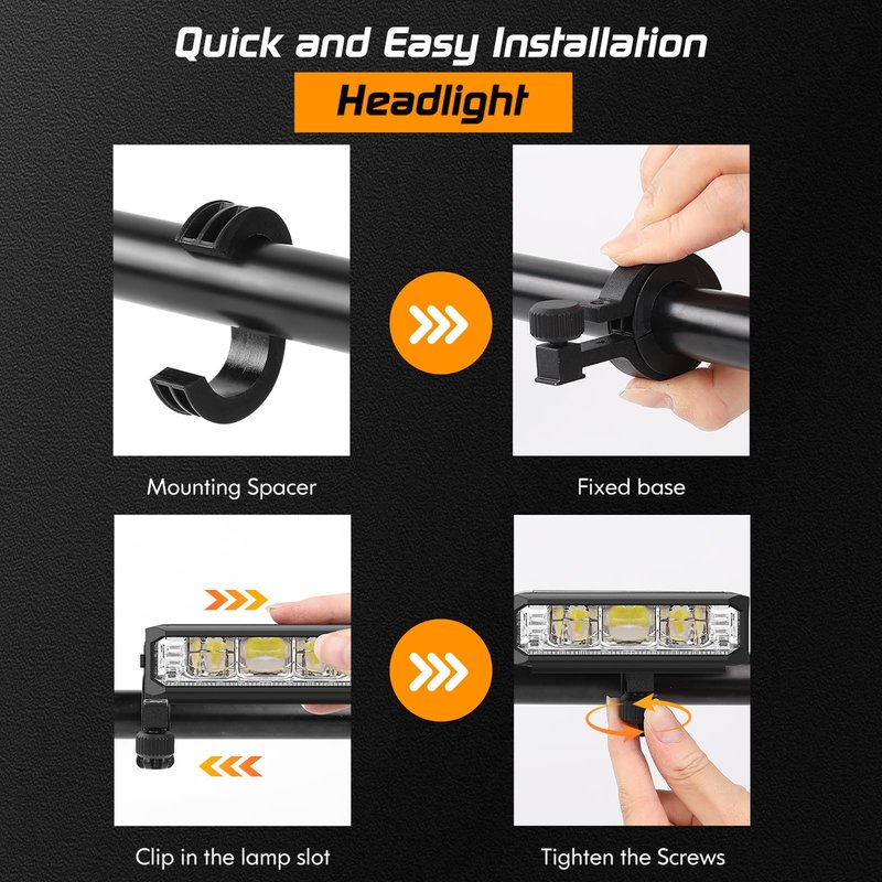 Bright LED Bike Light for Night Riding,2025 Upgraded Rechargeable Bicycle Lights Set 5 Modes IPX6 Waterproof MTB Off-Road Cycling Commuting
