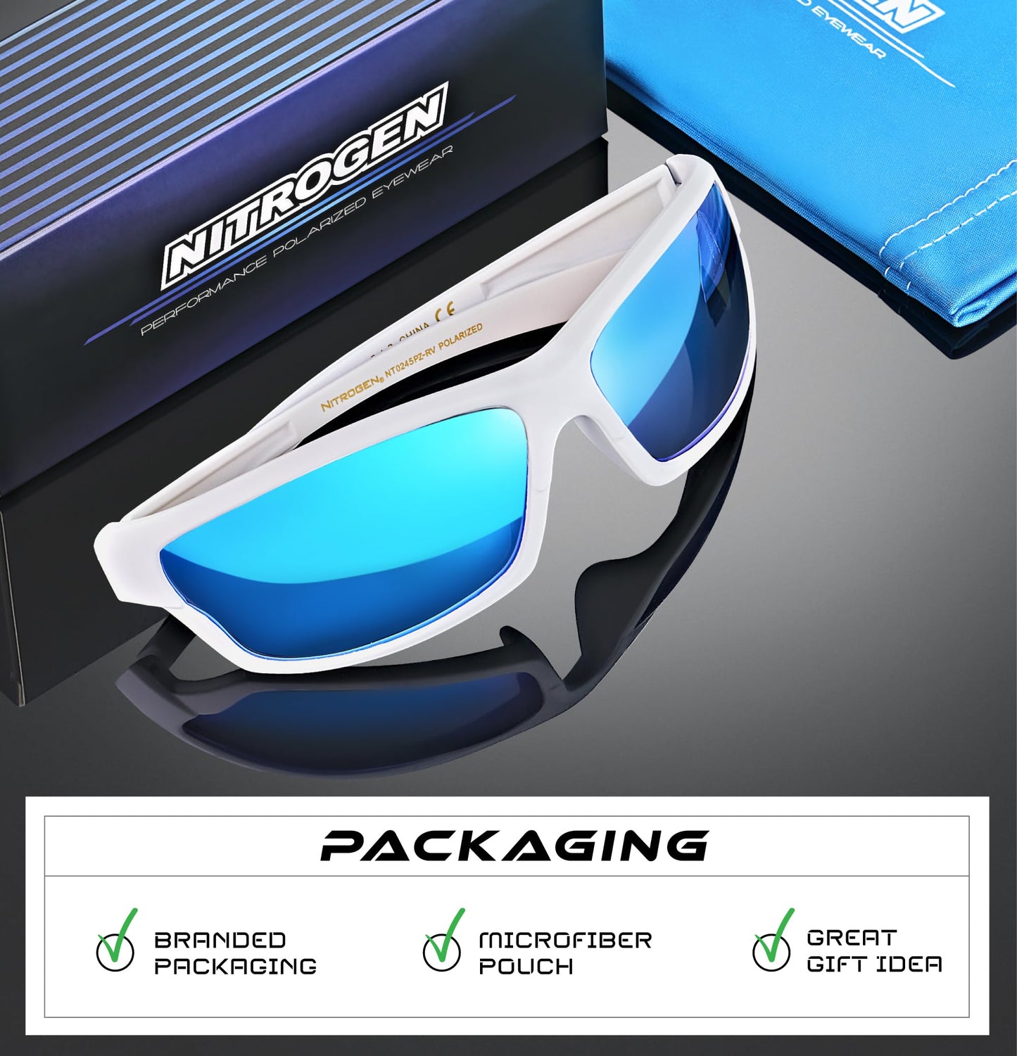 Nitrogen Polarized Wrap Around Sport Sunglasses for Men Women UV400 Driving Fishing Running Sun Glasses