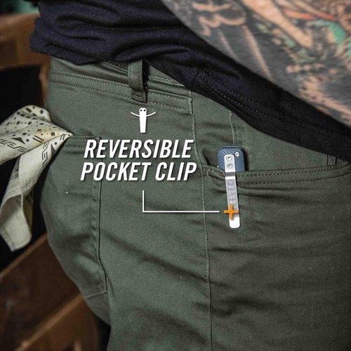 Gerber Gear Pledge Pocket Knife with Pocket Clip - 3.7" Full Panel Plain Edge Blade Folding Knife - EDC Gear and Equipment - Drab Red