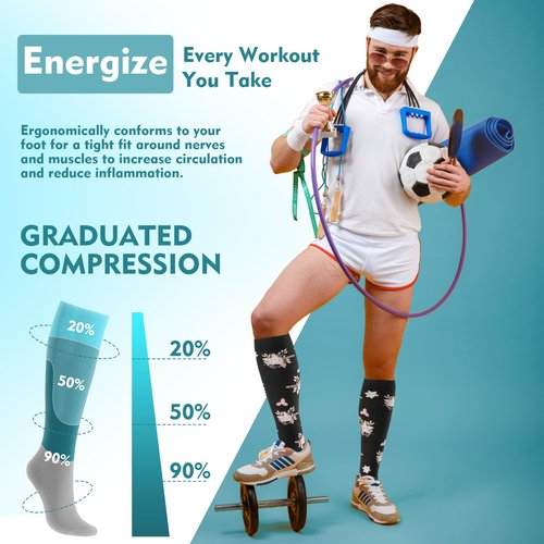 OUIVIAL 6 Pairs Compression Socks for Women Men 20-30mmhg Graduated Support Knee High Socks for Nurse Travel Flight