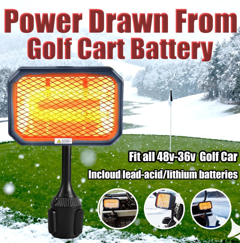 48V Golf Cart Heater - Attery Powered Heater, 400W 360° Adjustable Electric Winter Golf Cart Accessories for Club Car/Yamaha/EZGO,Safe & Fast Heating,Eclipse Blue
