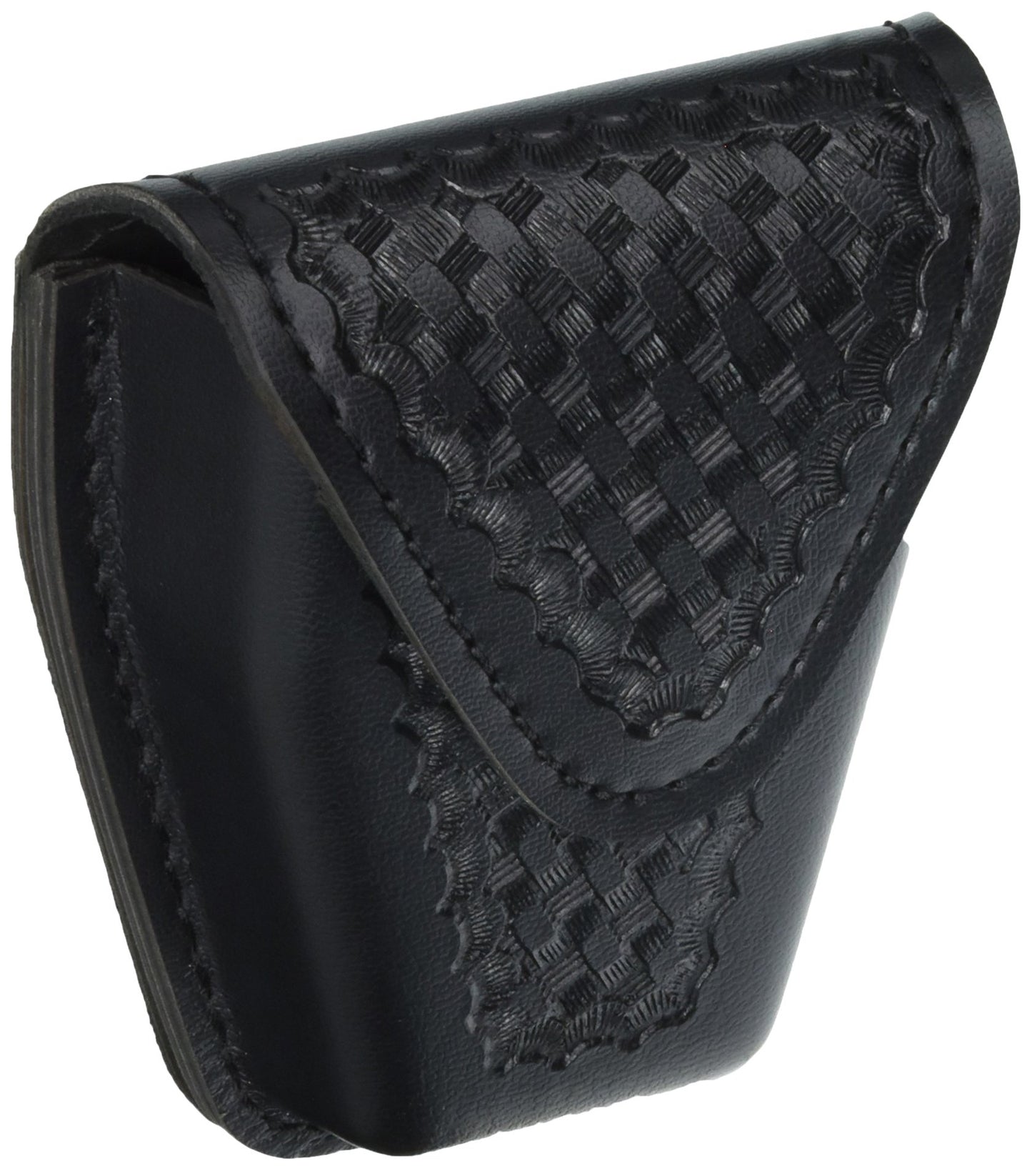 Safariland Model 190 Handcuff Case with Top Flap and Tapered Bottom, Black, Basketweave with Hidden Snap, for Standard Hinged Handcuffs