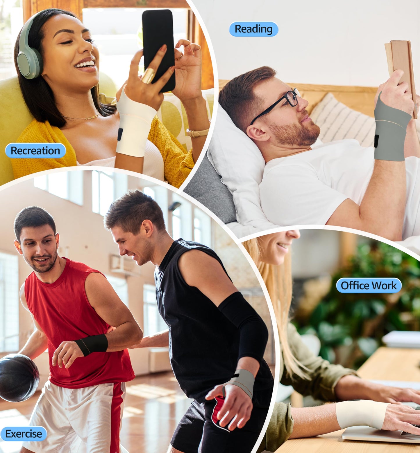 HiRui Ultra-Thin Elastic Wrist Brace Wrist Wraps, Compression Wrist Straps Support for Carpal Tunnel Arthritis Tendonitis Sprains Pain Relief Workout, Soft & Comfortable (Black (Pack of 2))