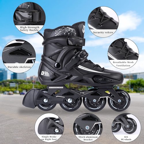 Inline Skates for Women and Men, High Performance Fitness Racing Aggressive Outdoor Inline Speed Skates Unisex (Men 9/Women 10, Black 42)