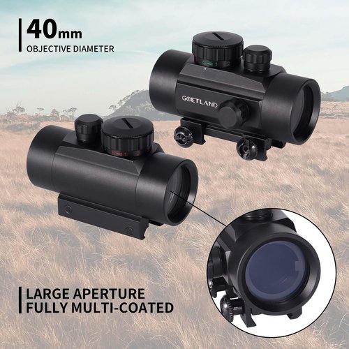 Goetland 1x30mm Red Dot Sight Reflex Sight Scope Green Red Dot Optics SFP Flip up Lens Cap 4 MOA with 20mm Rail Mount