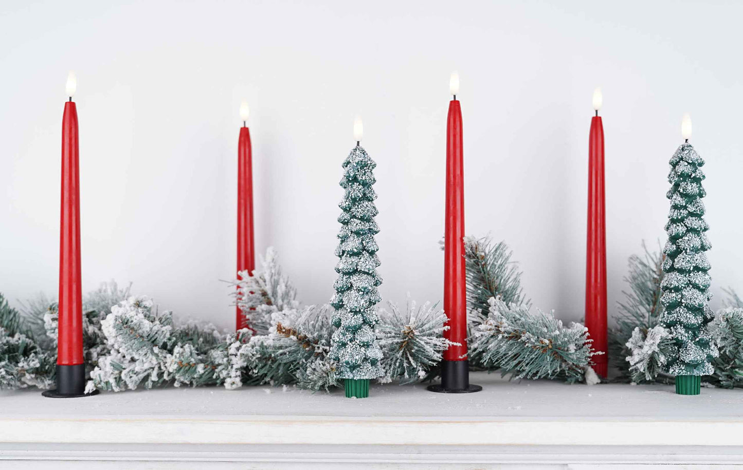 Fanna Flameless Taper Candles with Timer, Battery Operated Led Candle Sticks Real Wax Finished, Remote and Batteries Included - H 11" Set of 4 (Red)