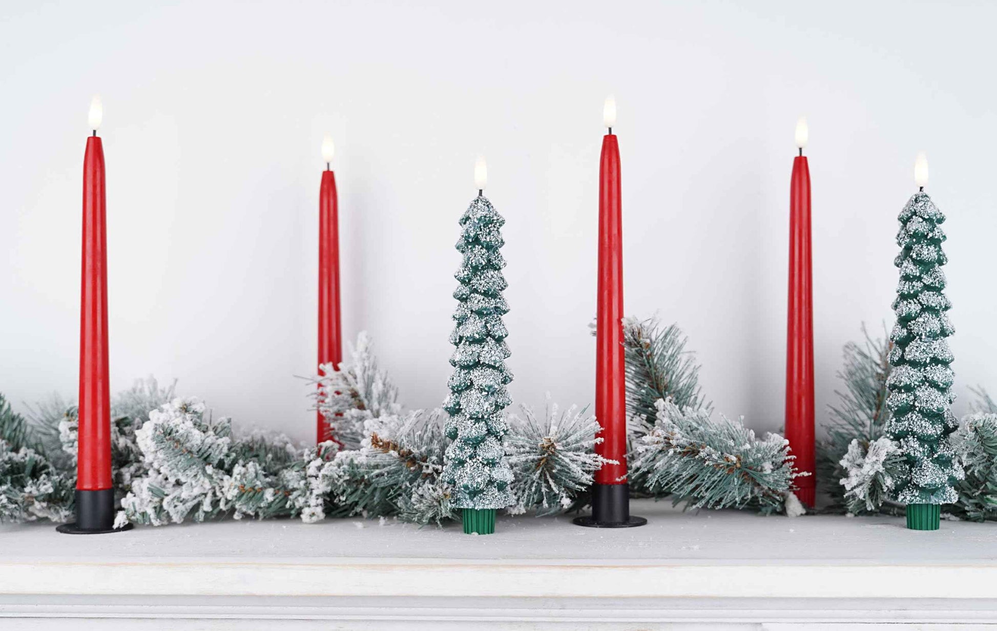 Fanna Flameless Taper Candles with Timer, Battery Operated Led Candle Sticks Real Wax Finished, Remote and Batteries Included - H 11" Set of 4 (Red)