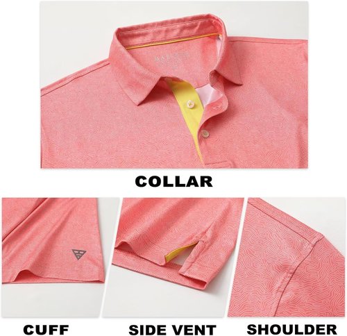 M MAELREG Men's Golf Shirt - Short Sleeve Dry Fit Polo | Moisture-Wicking Performance Patterns