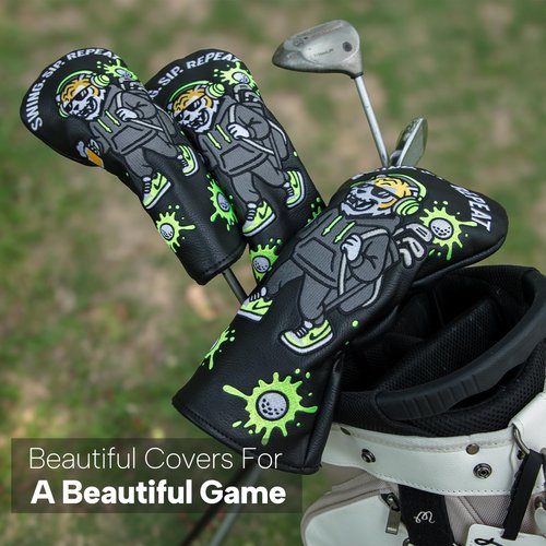 Golf Club Cover Funny Tiger Embroidery Driver Headcover Fariway Wood Headcovers Hybrid Covers Leather Golf Head Cover for Most Brand (for Driver)
