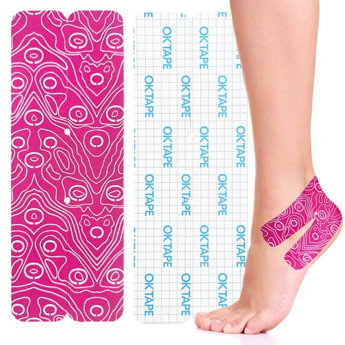 OK TAPE Kinesiology Tape for Ankle - 10 Precut Strips | Professional-Grade Water-Resistant & Breathable Ankle Tape for Sports Injury Recovery, Support, 10pcs, Pink