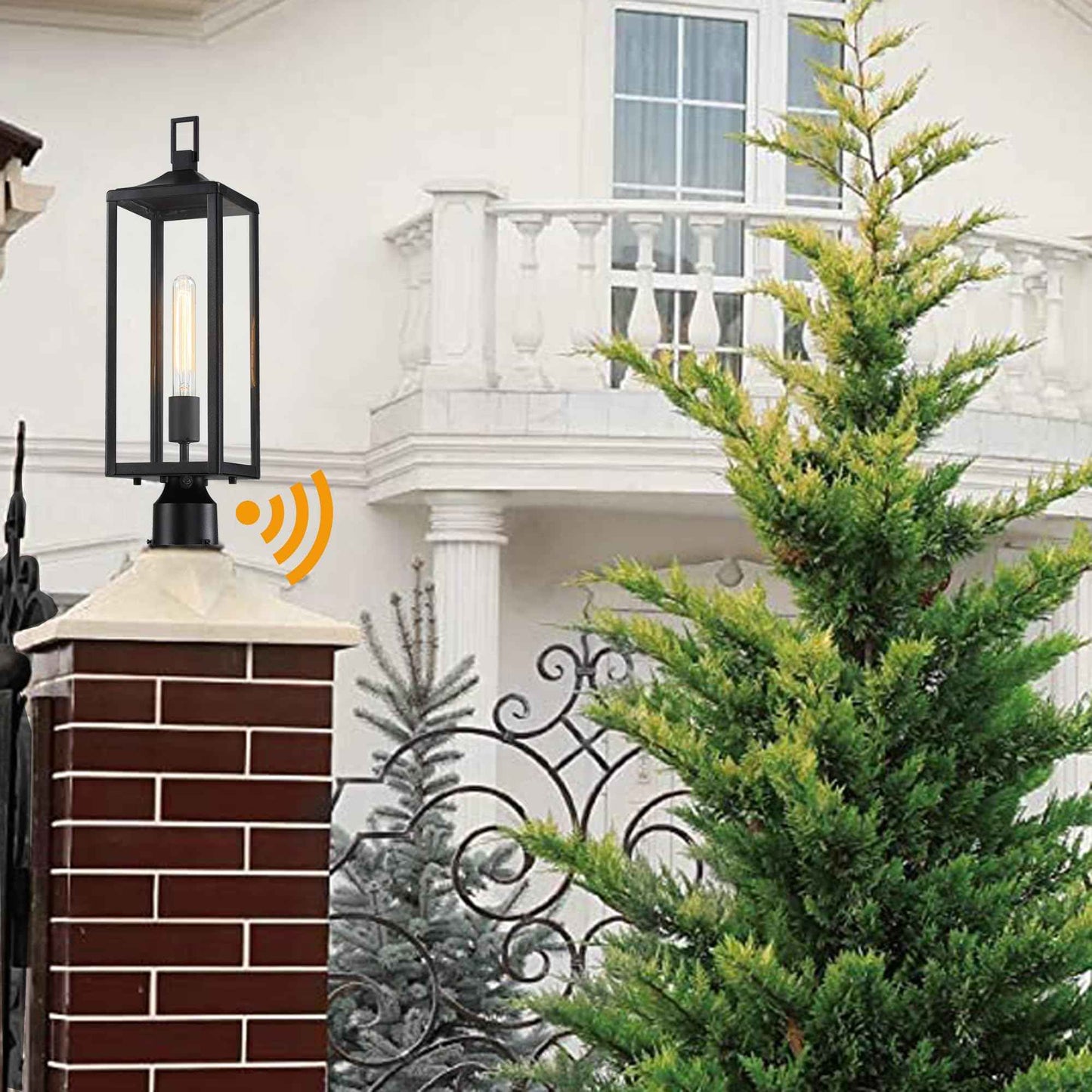 Faymart lighting 21.3 Inch Outdoor Lamp Post Light Fixture Dusk to Dawn - Residential Sidewalk Lamp Post Sconce Dusk to Dawn Outside Pole Lantern for House Outdoor Column Light, E26