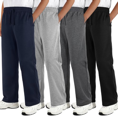 Aocku 4 Pack Boys Sweatpants Boys Athletic Joggers Pants Kids Youth Open Bottom Pants with Pockets Drawstring