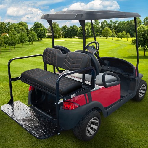 iLSKW Golf Cart Seat Cover PVC Thinck Leathur Rear Seat with Arrow Shape, No Stapler Required for Golf Cart Clubcar Ezgo Yamaha Seat Cover with Brown Stitching