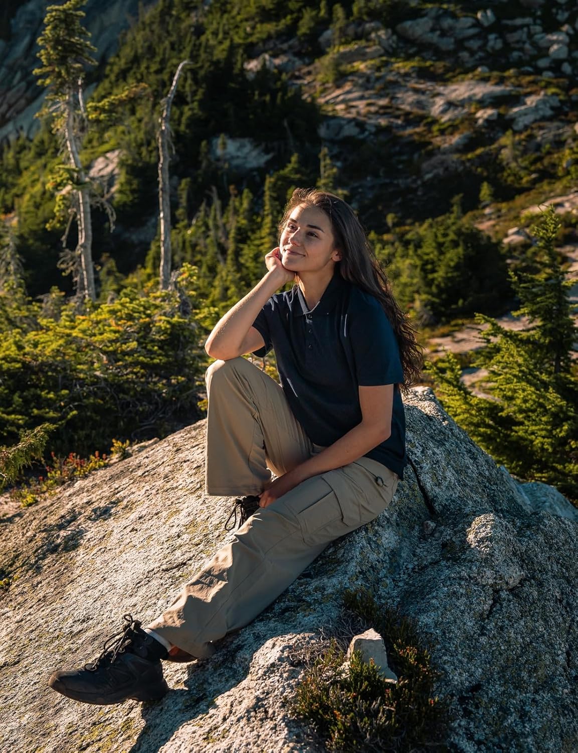 Moosehill Women's Cargo Hiking Pants - High-Waisted, Water-Resistant, Lightweight Stretch | Perfect for Outdoor & Casual Wear