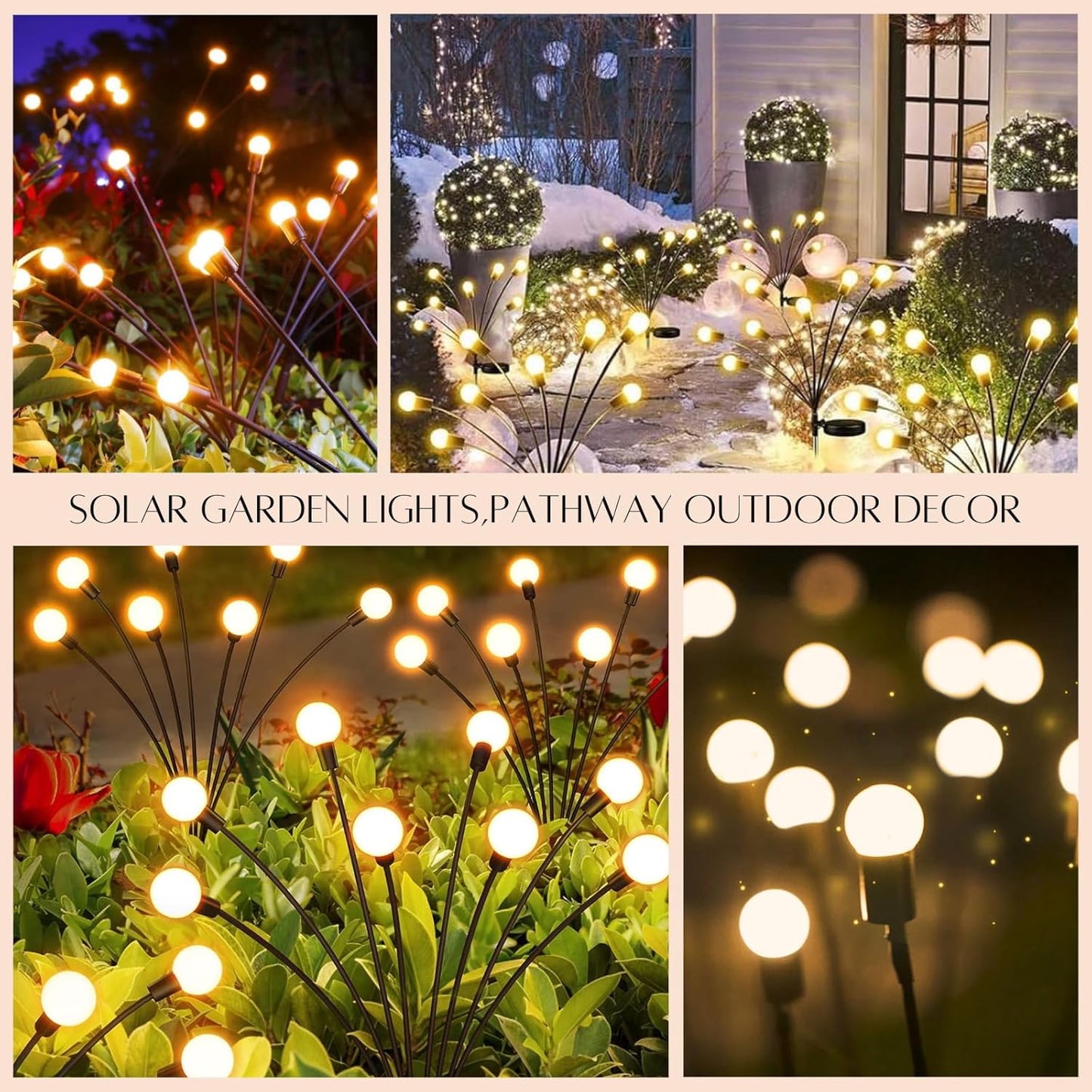 48 LED Solar Halloween Lights - 6 Pack Purple & Orange Waterproof Firefly Lights for Garden & Patio Decor