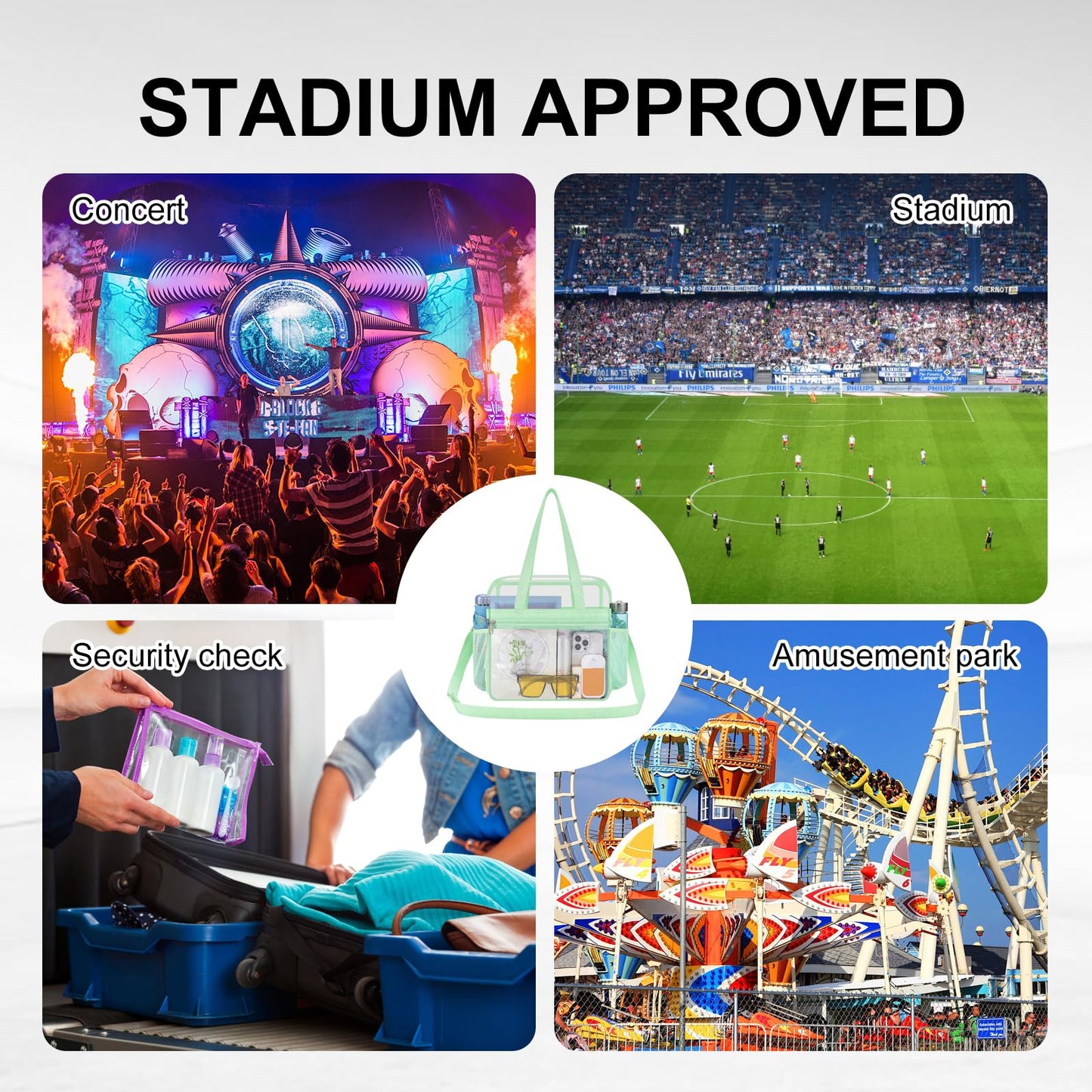 USPECLARE Clear Bag Stadium Approved,Transparent Tote Bag for Stadium Security Travel & Gym Work Sports Games Concerts