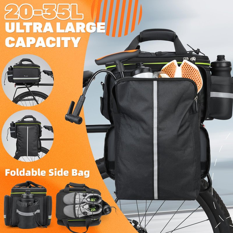 35L Panniers Bike Bags Double Side Bike Saddle Bag, Waterproof Bikes Panniers Bag Shoulder Bags with Rain Cover for Riding, Multi-Function Bicycle Bag Rear Trunk Panniers Cycling Accessories