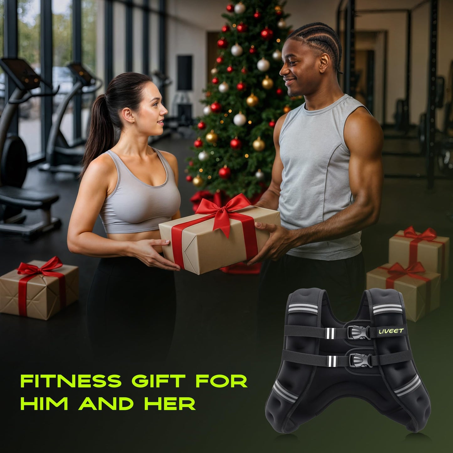 Liveet Weighted Vest, Weighted Vest for Women Men, 15lb Weight Vest with Pocket Reflective Strips Adjustable Buckle Straps SGS Certified Weight Vest for Walking Running Strength Training Cardio Workout