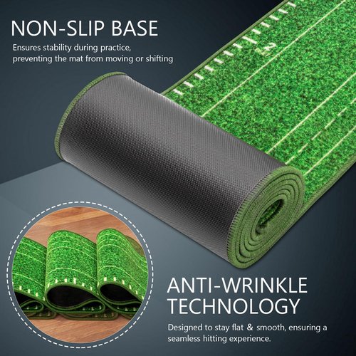 Golf Putting mat with Auto Ball Return, Putting Green Indoor, Crystal Velvet Mat and Solid Wood Base, Game Practice Golf Gifts for Home, Backyard, Office