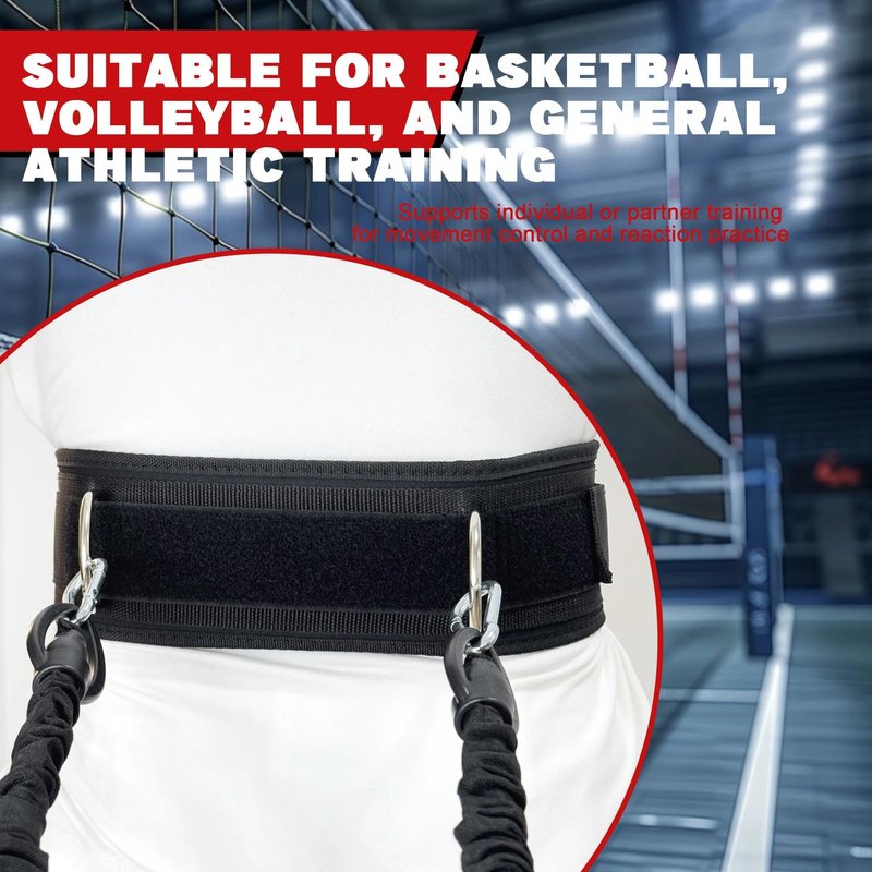 OKQX Basketball & Volleyball Agility Training Belt Kit – Resistance Band Speed & Coordination Trainer with Adjustable Waist Strap, Black 1-Pcak
