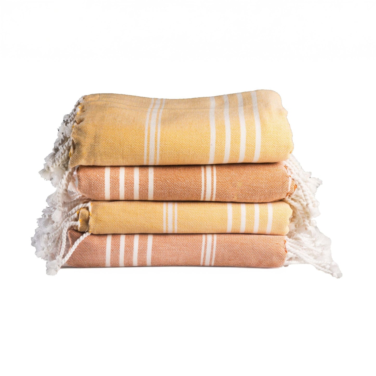 Salt Earth 100% Cotton Sateen Turkish Beach Towel (Set of 4, 36"x72") - Soft, Quick Dry, Absorbent Towels for Bathroom, Home, Travel, Pool, Spa, Bath, Swim - Beach Towels Oversized (Orange, Yellow)