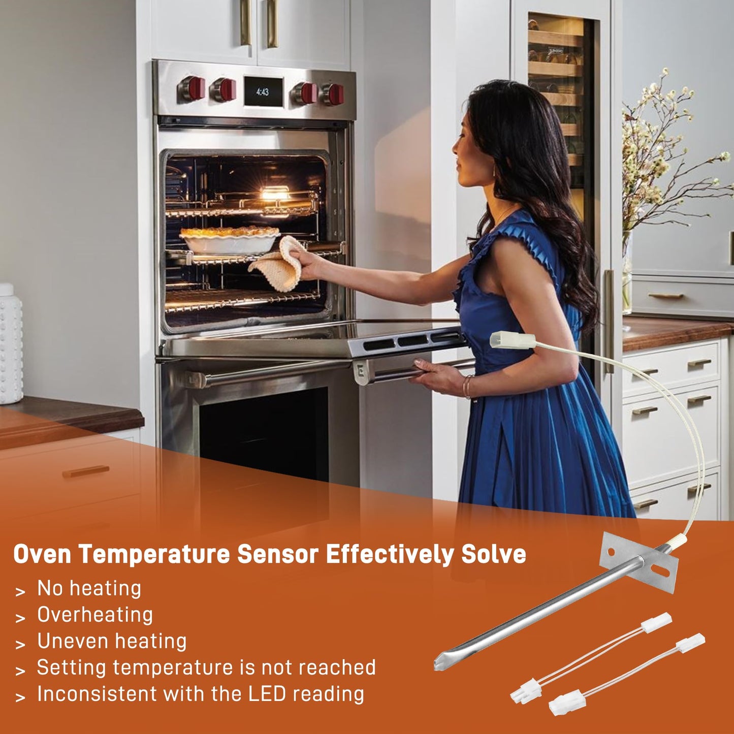 12001656 WB21X5301 Oven Temperature Sensor Replacement Compatible with Whirl-Pool Ken-More G-E Ovens Replaces AP4009009 74004943 PS1570174 12001554 12001656VP 7430P003-60（1 Pack） by TOMOON