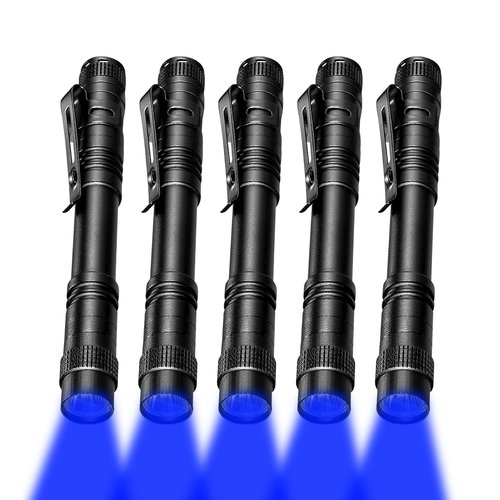 XINFEIBEI Blue Light Penlight Flashlight, Single Mode Blue Light LED Torch for Night Hiking, Hunting and Observing, 5-Pack