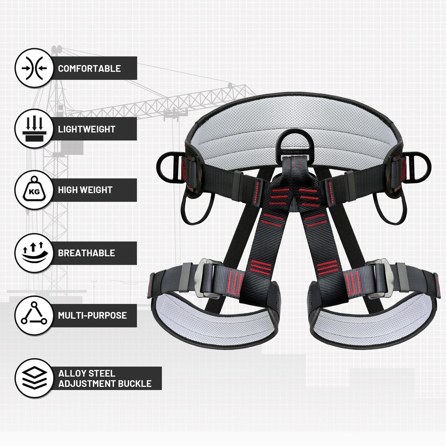 DIJJIG Climbing Belts, Thicken Professional Half Body Safety Belt Climbing Gear for Tree Climbing, Fire Rescue, Roofing