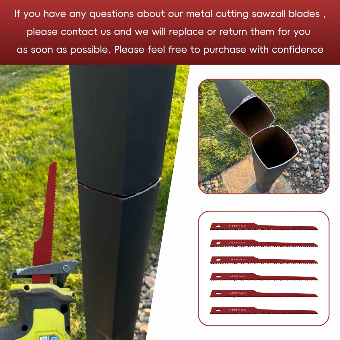 P4EV-6 Air Reciprocating Saw Blades, 6 Pack, 4” 14 TPI Fine for Standard 1/2" Shank Air Reciprocating Saws, Bi-Metal Technology, High Speed Steel