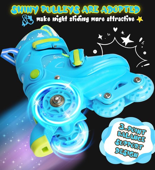 Adjustable Roller Skates for Girls & Boys with Light Up Wheels (Ages 3-9) – Roller Skates with Illuminating Wheels