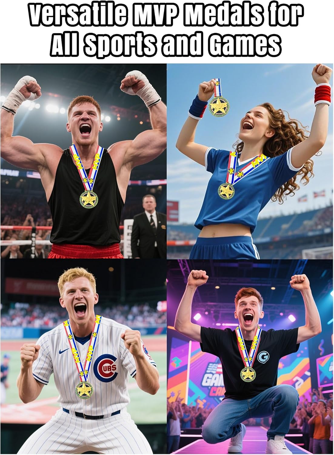 MVP Champion Awards Medals - Heavy Duty Sports Medals for Basketball, Football, Soccer | Team MVP Gift