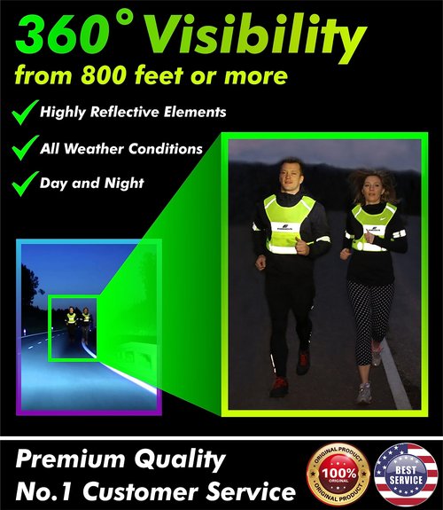 FREEMOVE Reflective Vest Running Gear + 2 Bands & Bag/Ultralight & Comfy Safety Vests with Front Zip Pocket > High Visibility Reflector > for Men, Women > Running, Dog Walking or Cycling