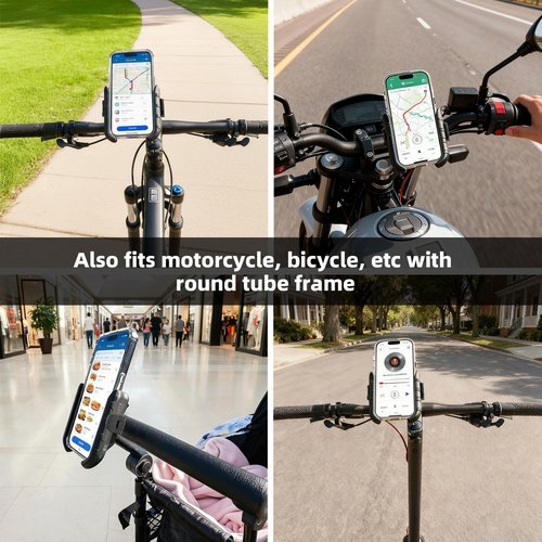 AIPSET Golf Push Cart Phone Holder, Scooter Phone Mount, Stroller Phone Holder, Bike Phone Mount for All Phone Compatible with CaddyTek, Bag Boy, Clicgear, Sun Mountain, Baby Trend, Gaggle & More