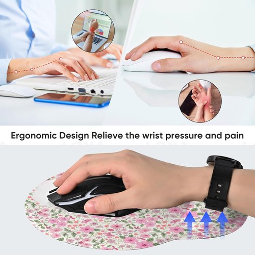 Icolor Ergonomic Mouse Pad - Memory Foam Wrist Support for Pain Relief | 10"x9" Non-Slip Rubber Base