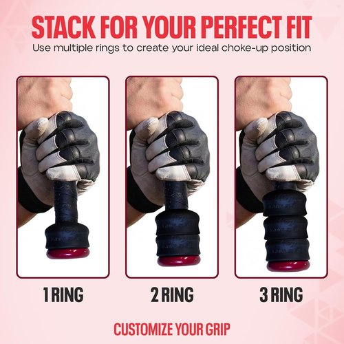 Grip-N-Rip Knob Stacker Choke-Up Ring | Custom Fit for Baseball/Softball Bats - Reduces Bat Sting
