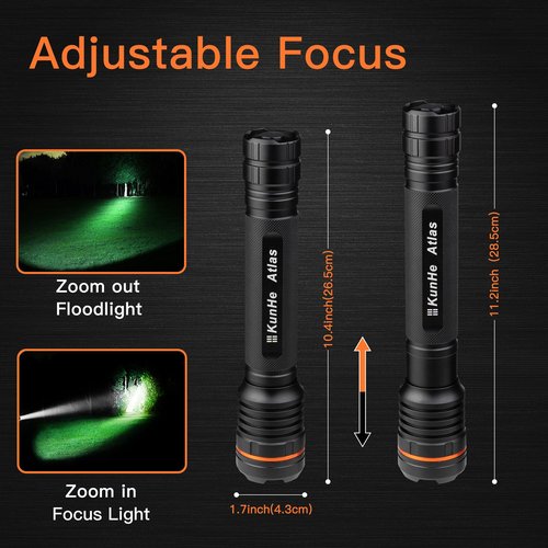 KunHe Heavy Duty 3D Cell LED Flashlights Large Aluminum Zoomable High Lumens-1000 LM Battery Powered Police Flashlight- Big Flashlight for Home Emergency Power Outages Camping Car