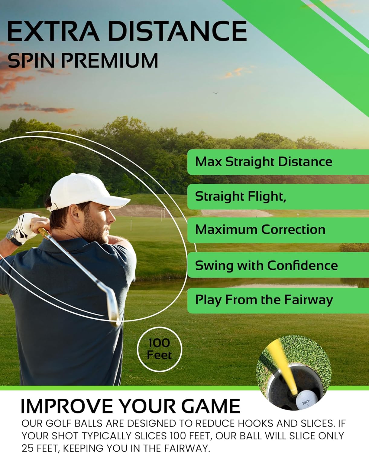 Polara Self-Correcting Golf Balls - High-Performance Anti-Slice & Hook Correction | Soft Feel & Maximum Distance