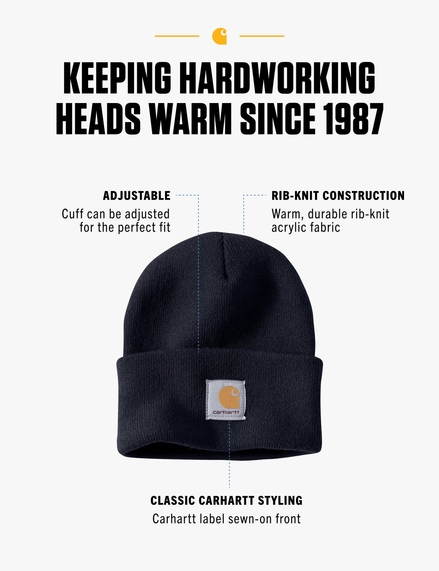 Carhartt Men's Knit Cuffed Beanie, Navy, One Size