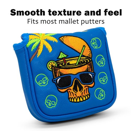 Funny Golf Mallet Putter Cover Magnetic Mallet Head Cover Headcover - Blue Synthetic Leather Golf Club Covers for Mallet Putters fits for All Brand, Cool Golf Gift for Men Golfers
