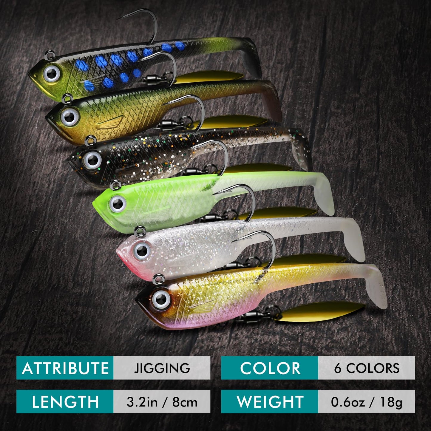 TRUSCEND Shadtale Soft Fishing Lures with BKK Hooks – Easy Catch: Trembly Sinking and Vibrating Swim for More Bites, Paddle Tail Spinner Swimbait for Bass, Trout, Crappie, Walleye, Great Fishing Gear