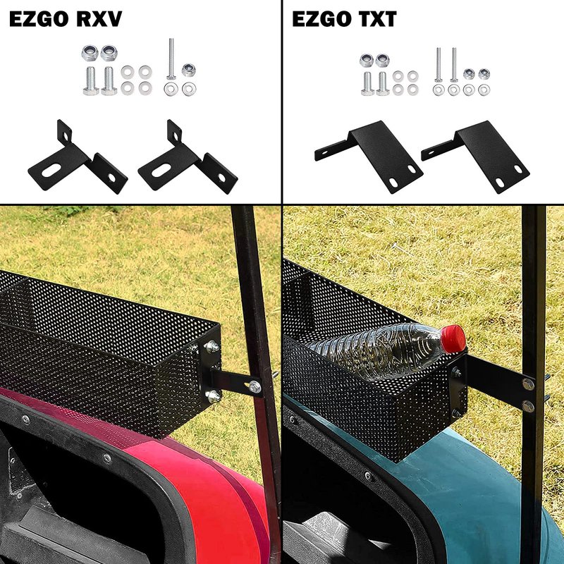 iLSKW Golf Cart Front Inner Basket Mesh Storage Tray Organizer for EZGO TXT & RXV, Clubcar DS & Precedent | Heavy Steel | Extended Additional Storage for Golf Carts