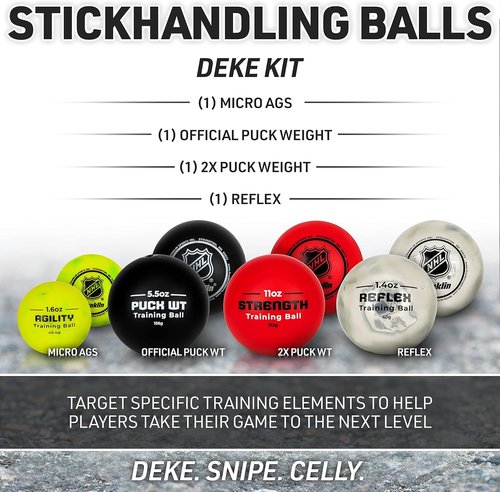 Franklin Sports NHL Hockey Stick Handling Balls - 4 Weighted Mini Training Aids for On & Off Ice Skills