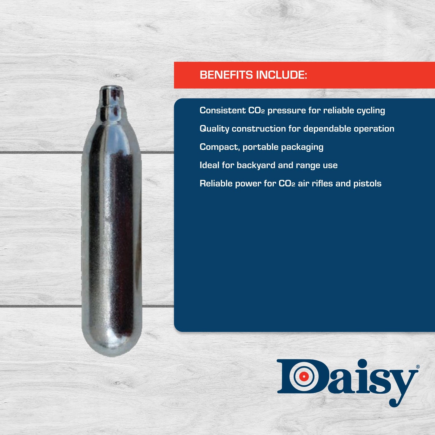 Daisy Powerline 12-Gram CO2 Cylinders, 25 Count, Consistent Pressure, for CO2 Airguns