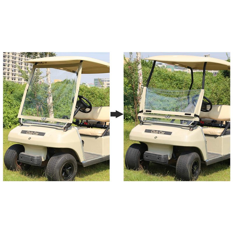 10L0L Golf Cart Windshield Fits Club Car DS/Tempo/Precedent Soft PVC Lightweight Foldable Windproof Waterproof